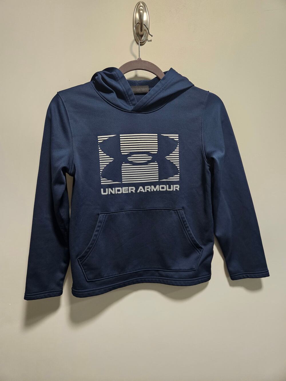 Boys Under Armour Cold Gear Hoodie Youth Medium Blue and White